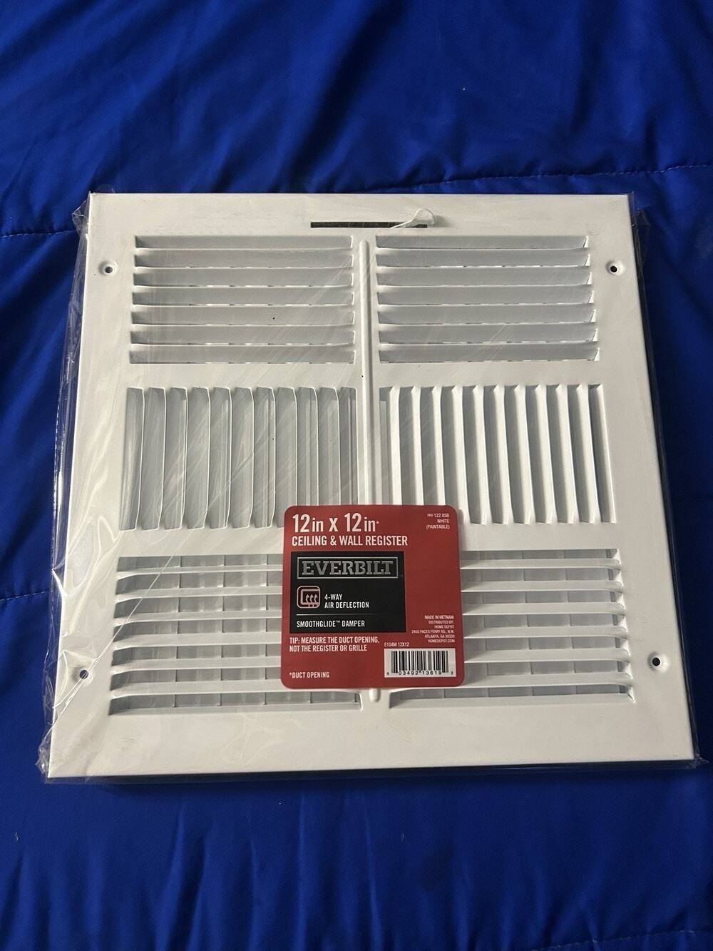 12 in. x 12 in. 4-Way Aluminum Adjustable Curved Blade Wall/Ceiling Register